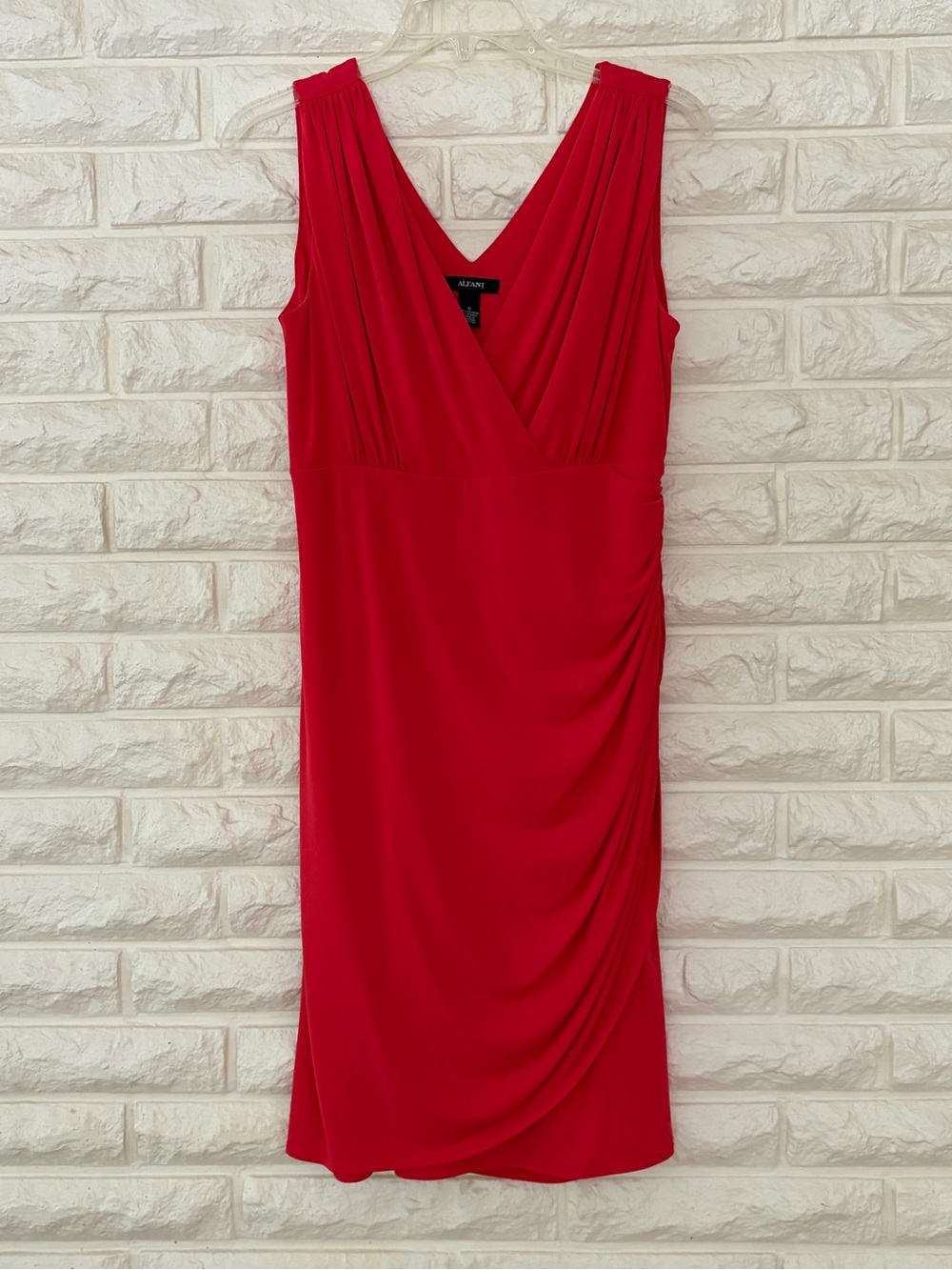 Alfani Red Surplice Neck Sleeveless Midi Dress